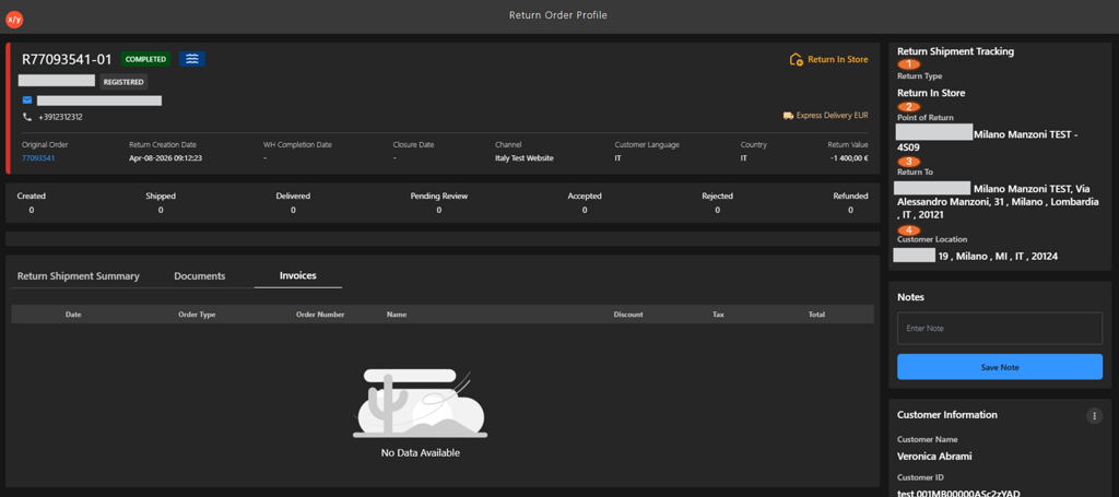 Return Shipment Tracking